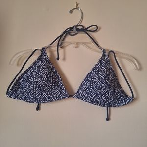 ⛱️ Bikini String Triangle Top Navy Blue Print Size S Swimsuit No Tags    Sale!